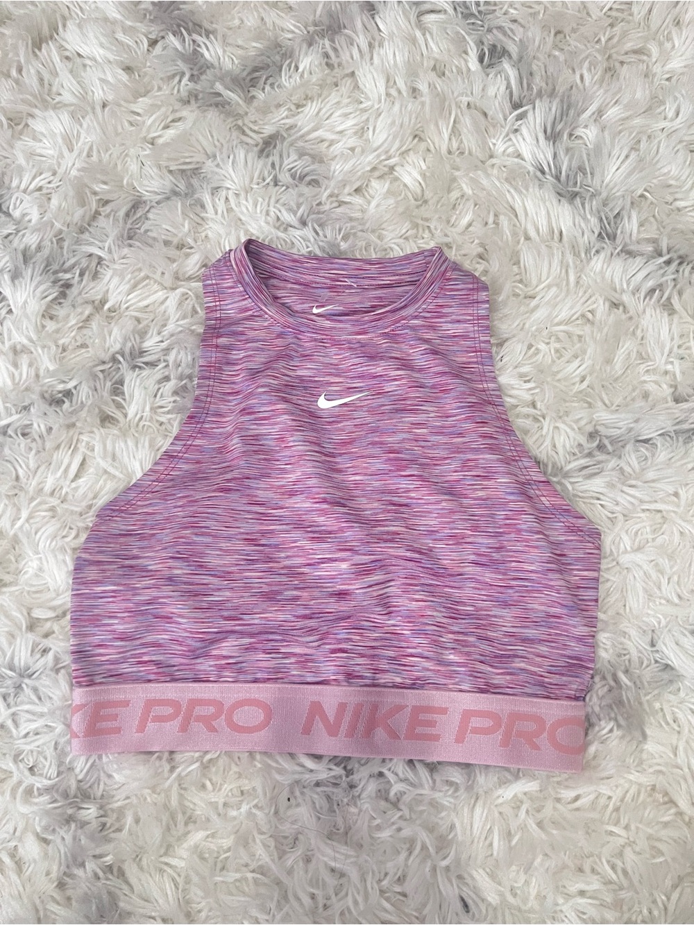Nike Pink Space-Dye High-Neck Crop Sports Bra